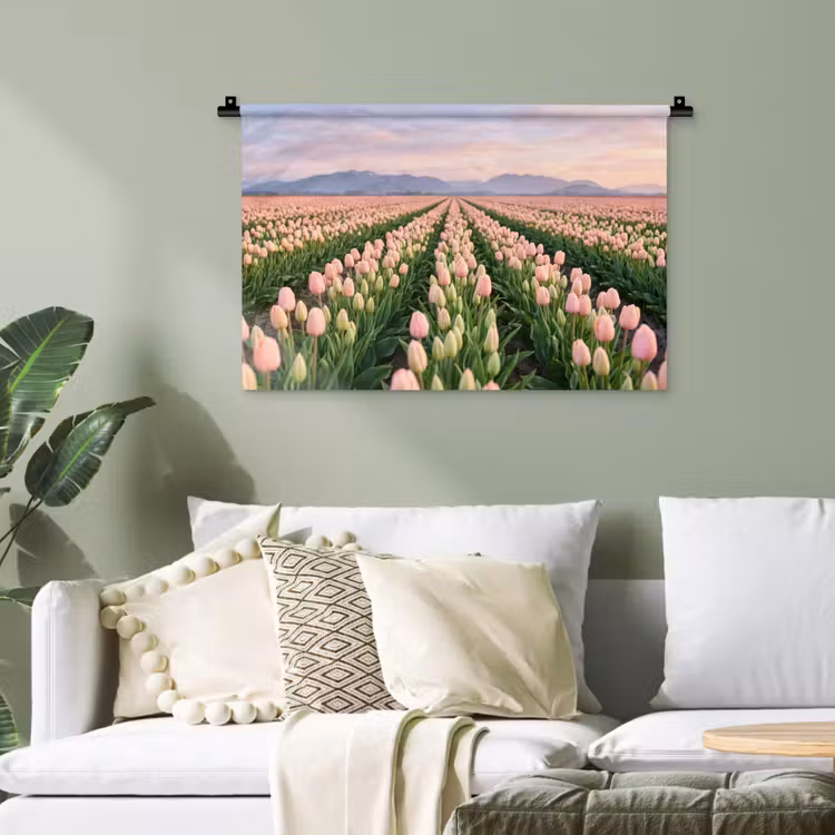 Tulpen - Landschap - Roze Wandkleed katoen klein -sfeer7