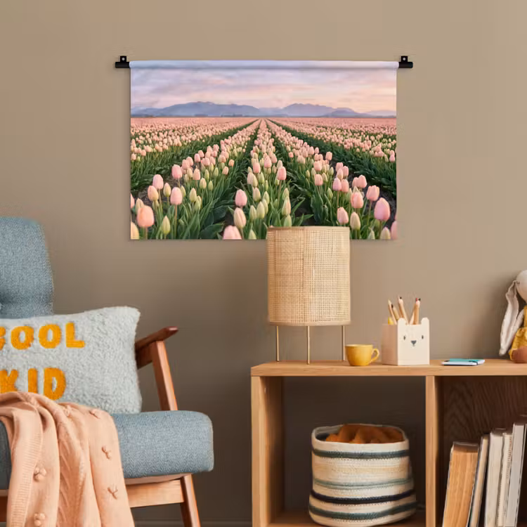 Tulpen - Landschap - Roze Wandkleed katoen klein -wsfeer4_kind