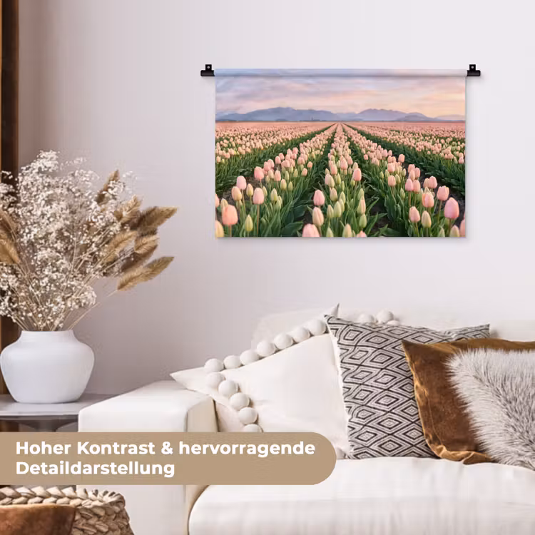Tulpen - Landschap - Roze Wandkleed katoen klein -tsfeer1_DE