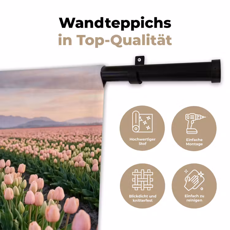 Tulpen - Landschap - Roze Wandkleed katoen klein -tsfeer2_DE