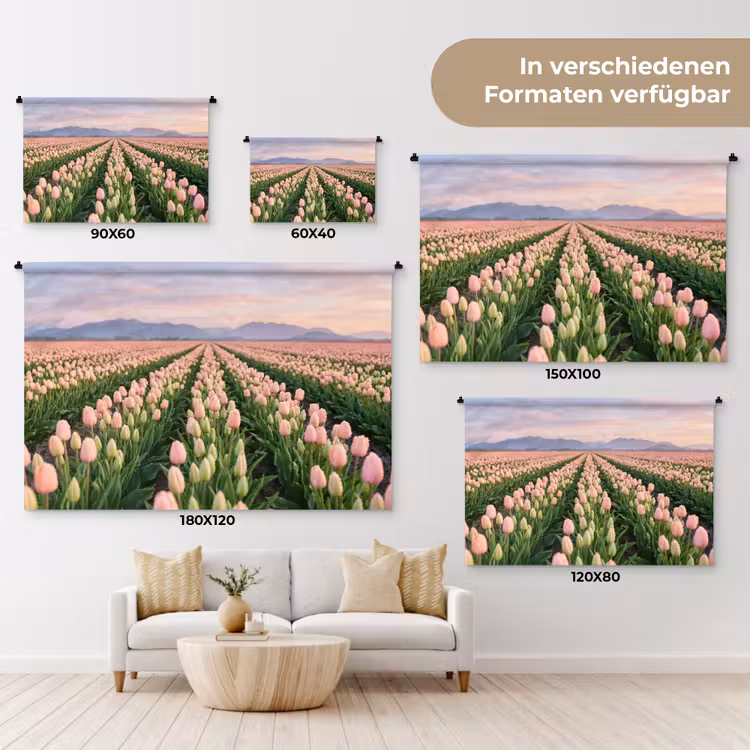 Tulpen - Landschap - Roze Wandkleed katoen klein -tsfeer8_DE
