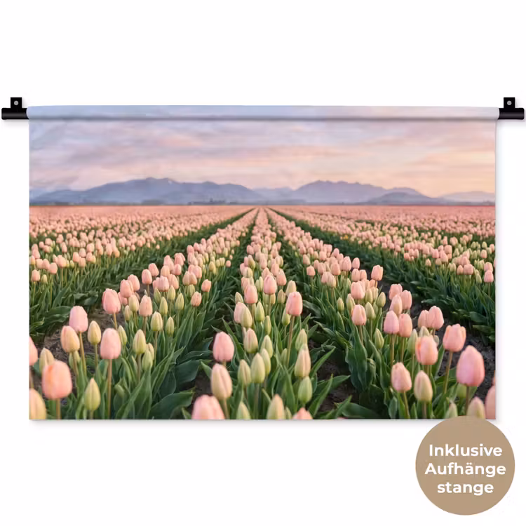 Tulpen - Landschap - Roze Wandkleed katoen klein -t3d_DE