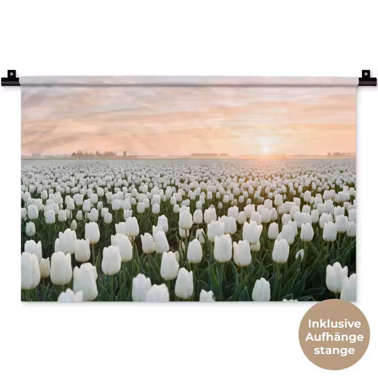 Tulpen - Landschap - Wit Wandkleed katoen klein -t3d_DE