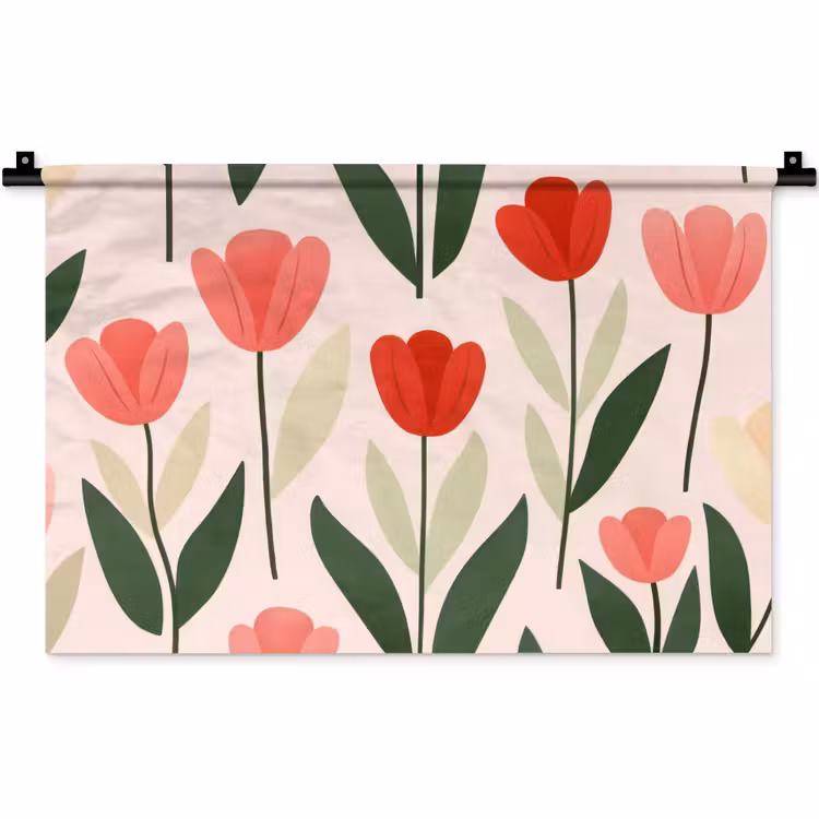 Tulpen - Modern - Roze Wandkleed katoen klein -zz3d