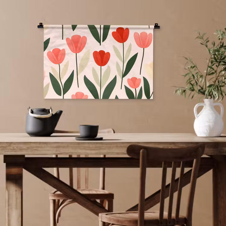 Tulpen - Modern - Roze Wandkleed katoen klein -sfeer6