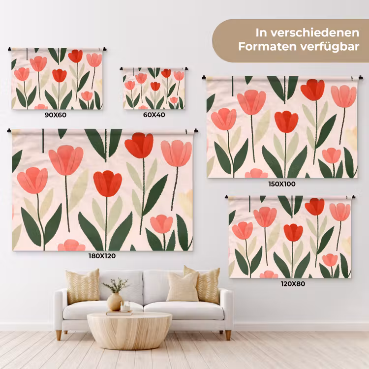 Tulpen - Modern - Roze Wandkleed katoen klein -tsfeer8_DE