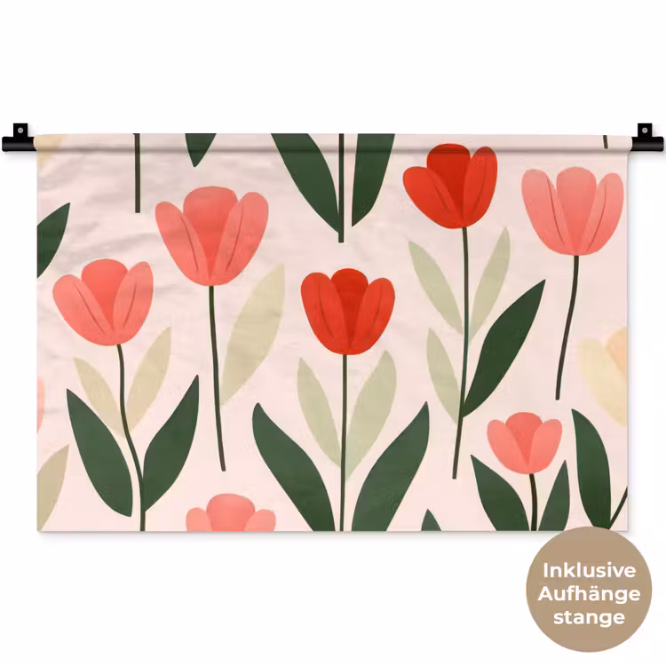 Tulpen - Modern - Roze Wandkleed katoen klein -t3d_DE