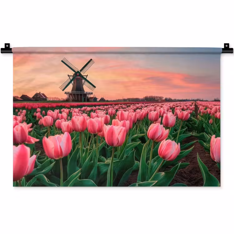 Tulpen - Molen - Nederland Wandkleed katoen klein -zz3d