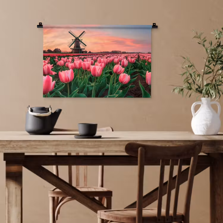Tulpen - Molen - Nederland Wandkleed katoen klein -sfeer6