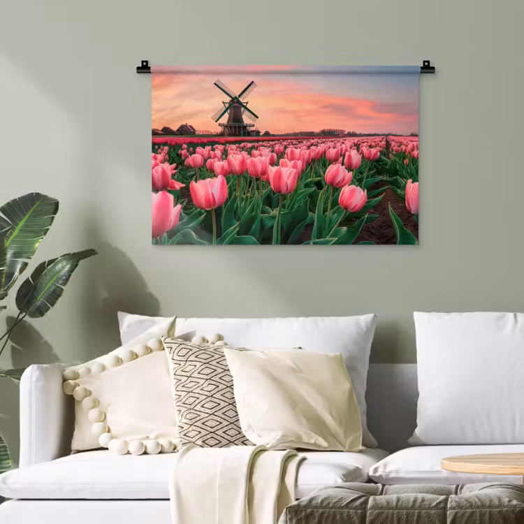 Tulpen - Molen - Nederland Wandkleed katoen klein -sfeer7