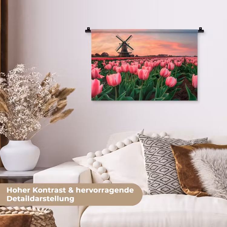 Tulpen - Molen - Nederland Wandkleed katoen klein -tsfeer1_DE