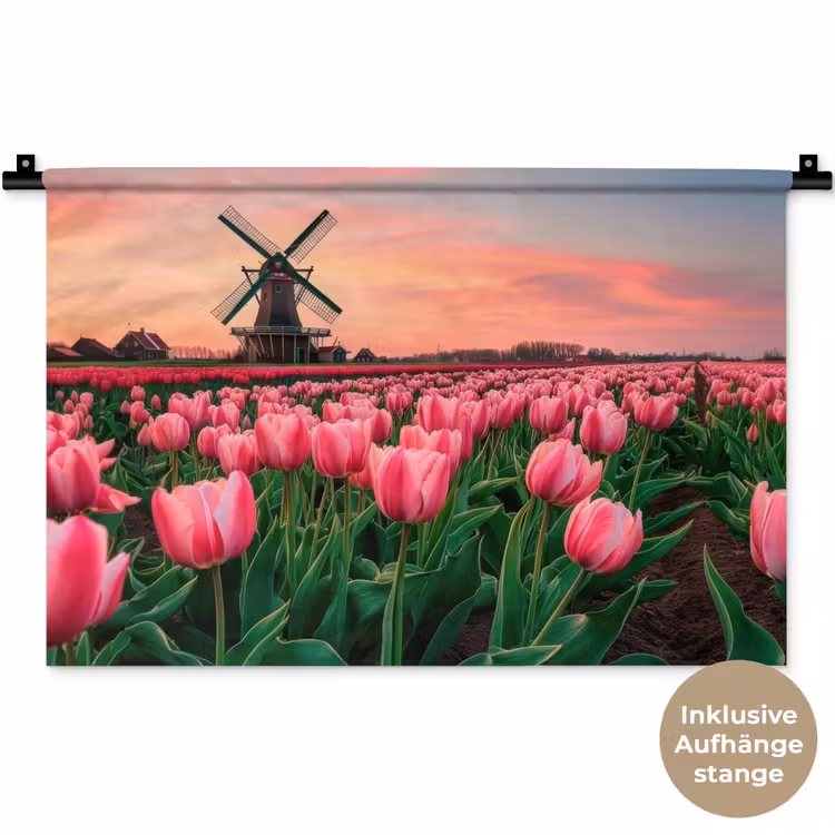 Tulpen - Molen - Nederland Wandkleed katoen klein -t3d_DE