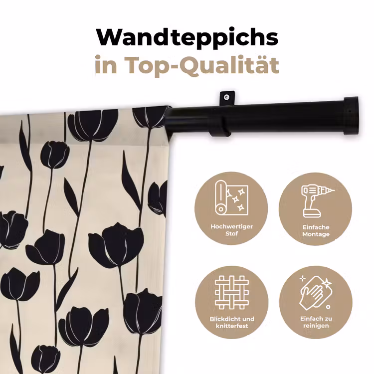 Tulpen - Patroon - Zwart Wandkleed katoen klein 269 -tsfeer2_DE