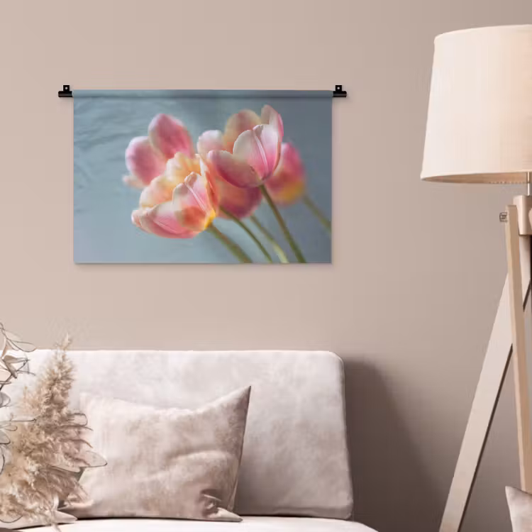 Tulpen - Roze - Stelen Wandkleed katoen klein -sfeer4