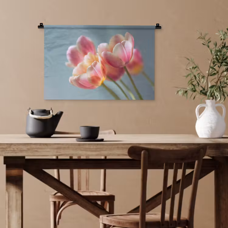 Tulpen - Roze - Stelen Wandkleed katoen klein -sfeer6