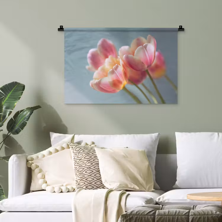 Tulpen - Roze - Stelen Wandkleed katoen klein -sfeer7