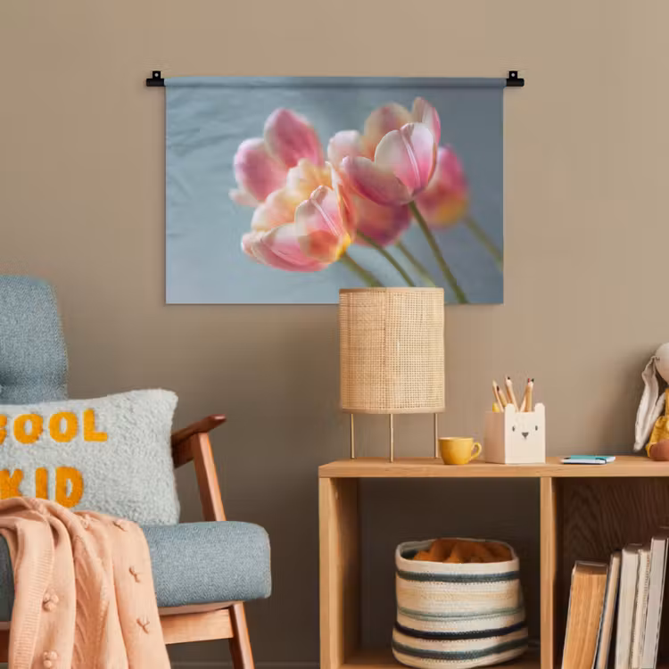 Tulpen - Roze - Stelen Wandkleed katoen klein -wsfeer4_kind