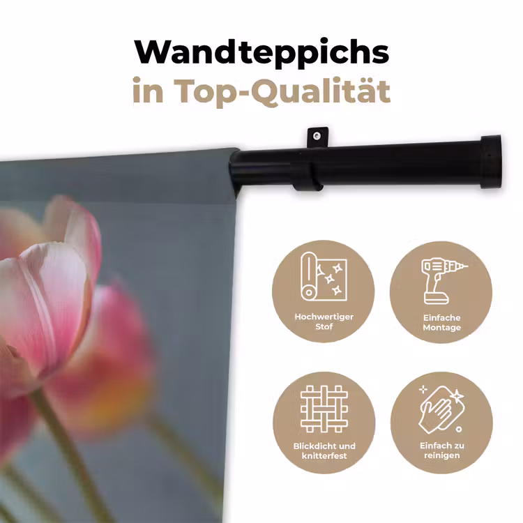 Tulpen - Roze - Stelen Wandkleed katoen klein -tsfeer2_DE