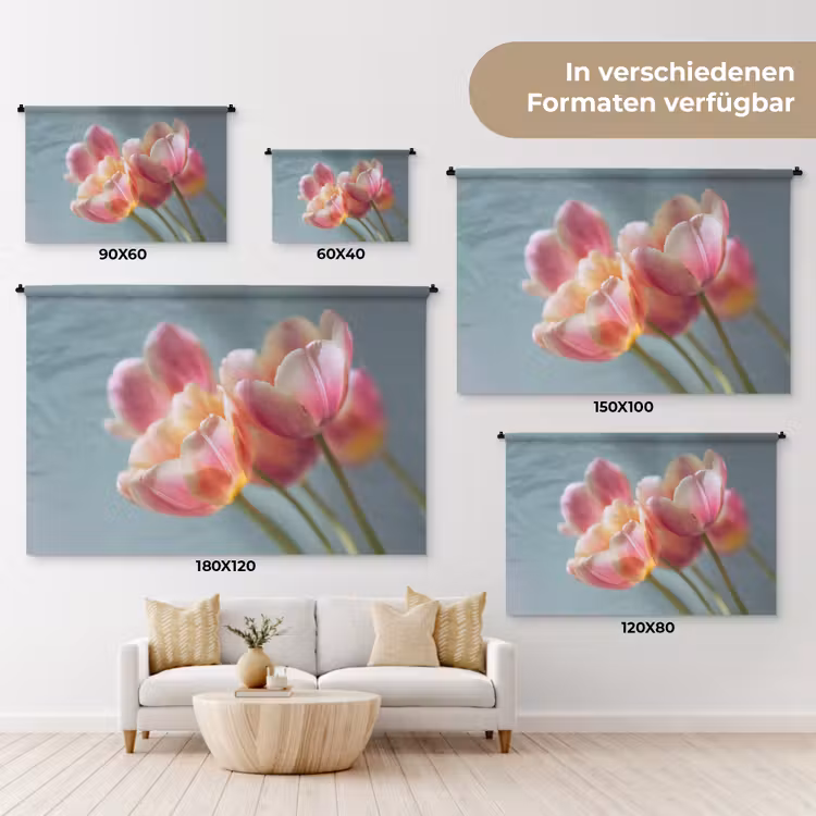 Tulpen - Roze - Stelen Wandkleed katoen klein -tsfeer8_DE