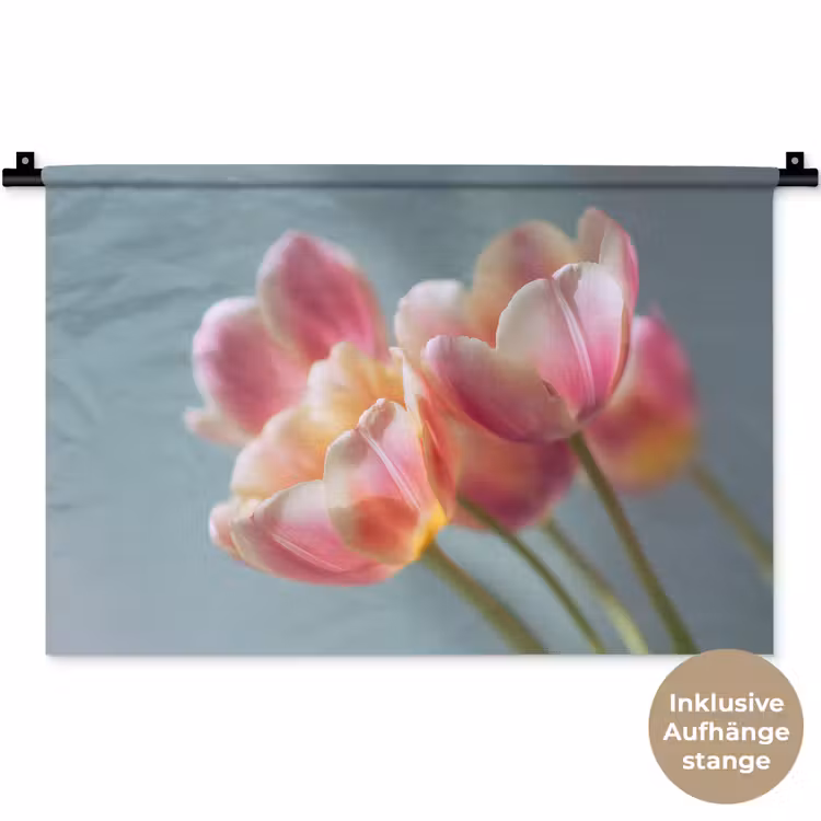 Tulpen - Roze - Stelen Wandkleed katoen klein -t3d_DE