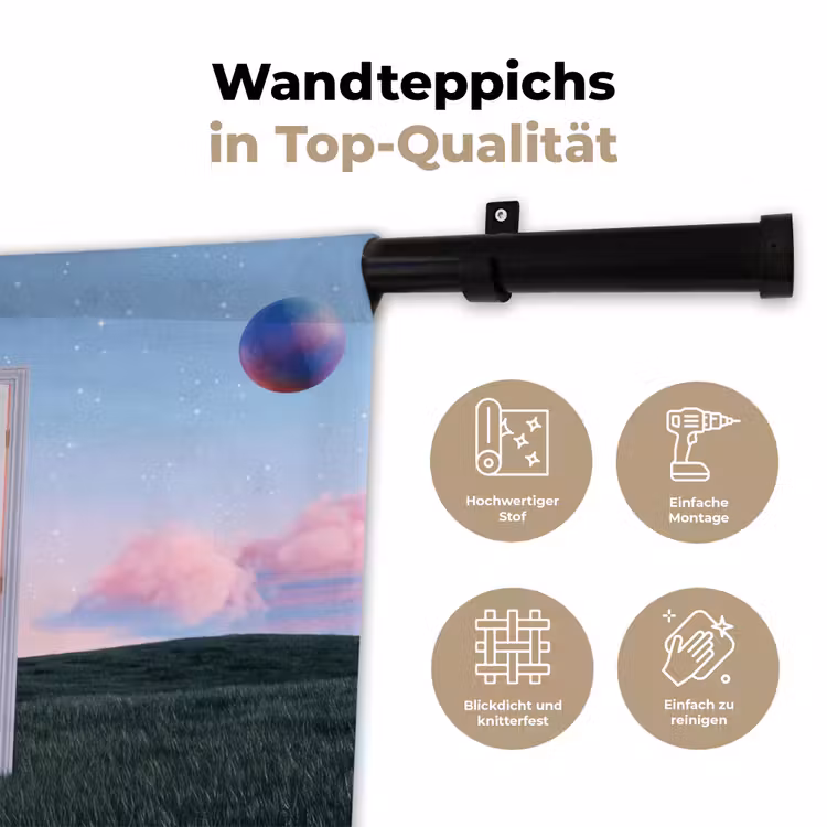 Wandteppich - Tür – Fantasie – Raum - Deur - Fantasie - Ruimte Wandkleed katoen klein