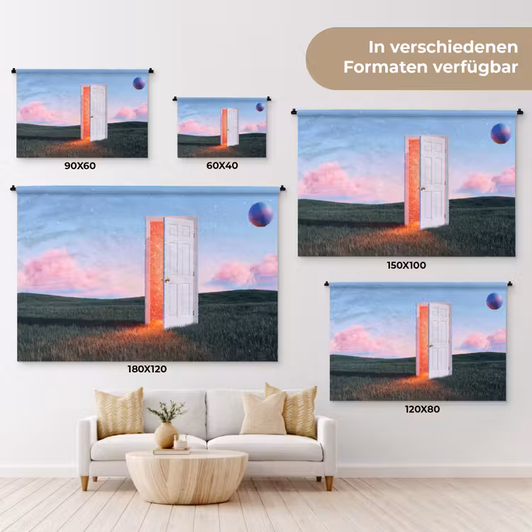 Wandteppich - Tür – Fantasie – Raum - Deur - Fantasie - Ruimte Wandkleed katoen klein