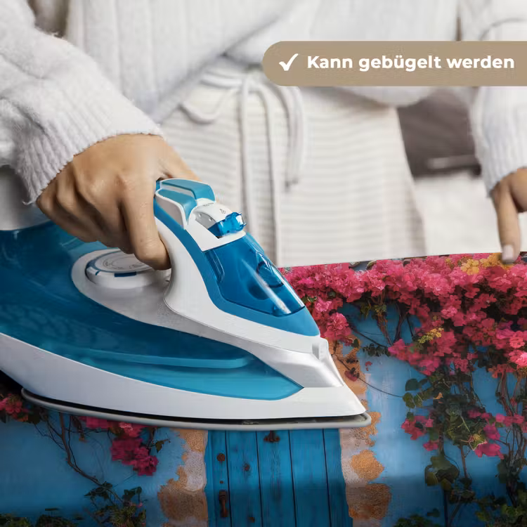 Deur - Hout - Bloemen - Blauw Wandkleed katoen klein -tsfeer9_DE