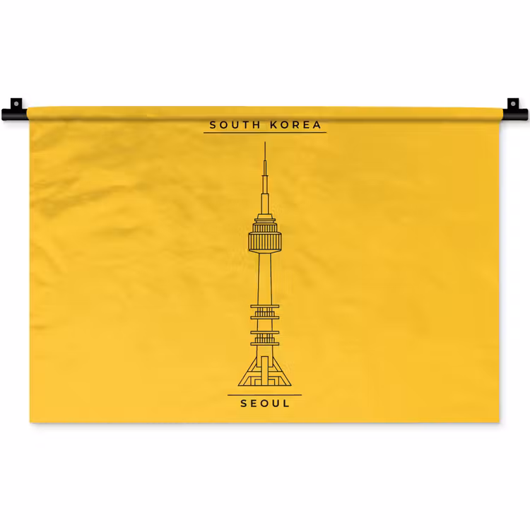 Toren - Seoul - Architectuur - Minimalistisch - Geel Wandkleed katoen klein -zz3d