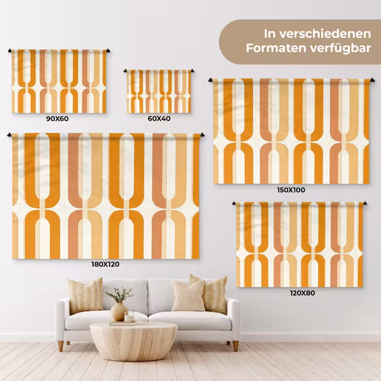 U-vorm - Retro - Oranje Wandkleed katoen klein 269 -tsfeer8_DE