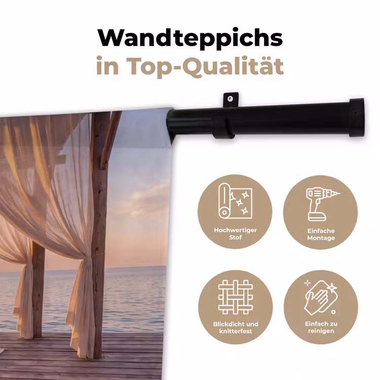 Overkapping - Zee - Zonsondergang - Vakantie - Rust Wandkleed katoen klein -tsfeer2_DE