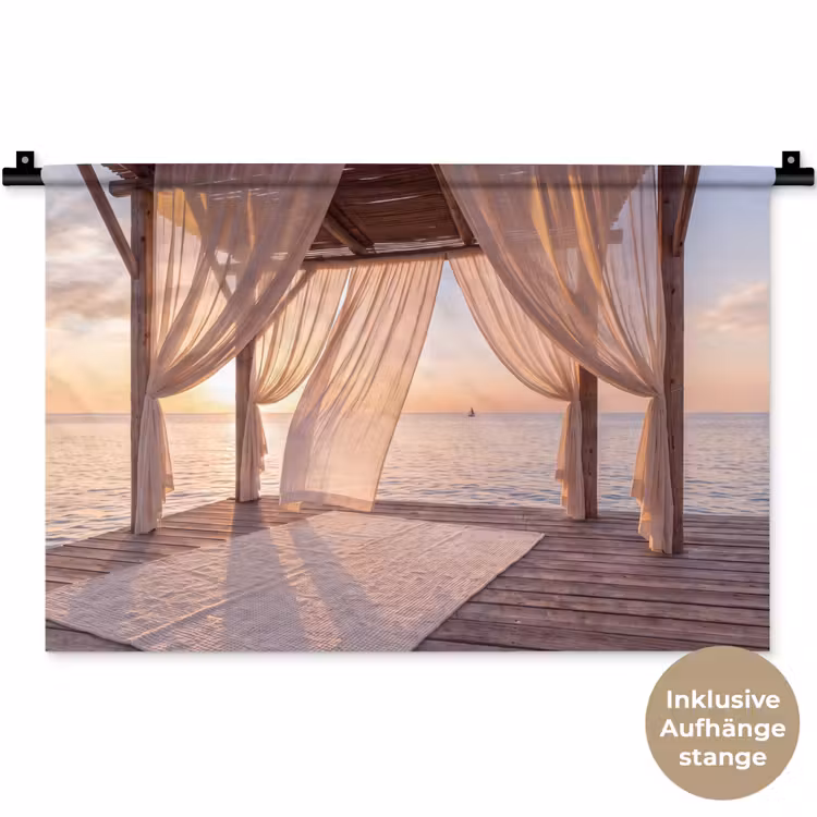 Overkapping - Zee - Zonsondergang - Vakantie - Rust Wandkleed katoen klein -t3d_DE