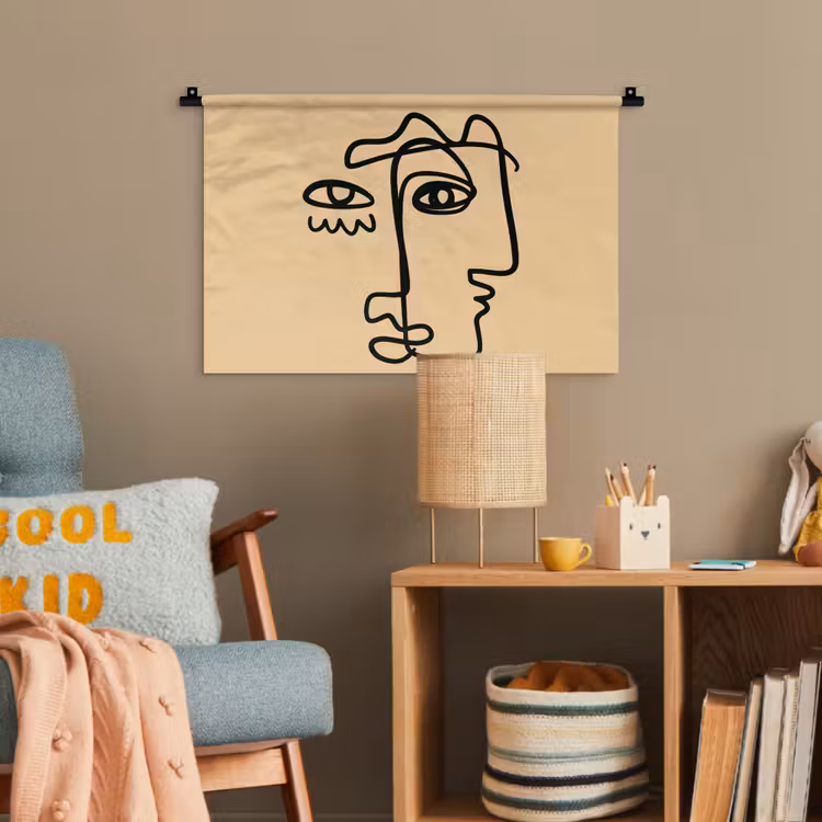 Overlappende profielen - Lichtbruin - Zwart Wandkleed katoen klein -wsfeer4_kind