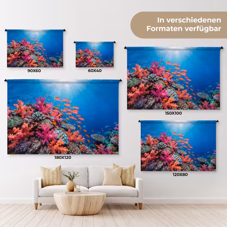 Onderwater - Koraalrif - Vissen - Oceaan - Natuur Wandkleed katoen klein -tsfeer8_DE