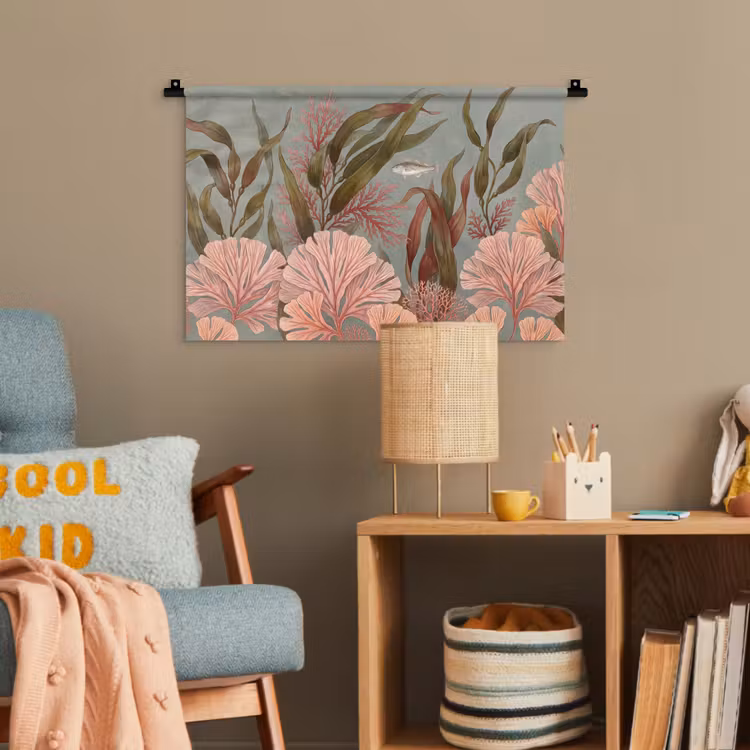 Onderwater - Planten - Vis - Vintage - Groen Wandkleed katoen klein -wsfeer4_kind