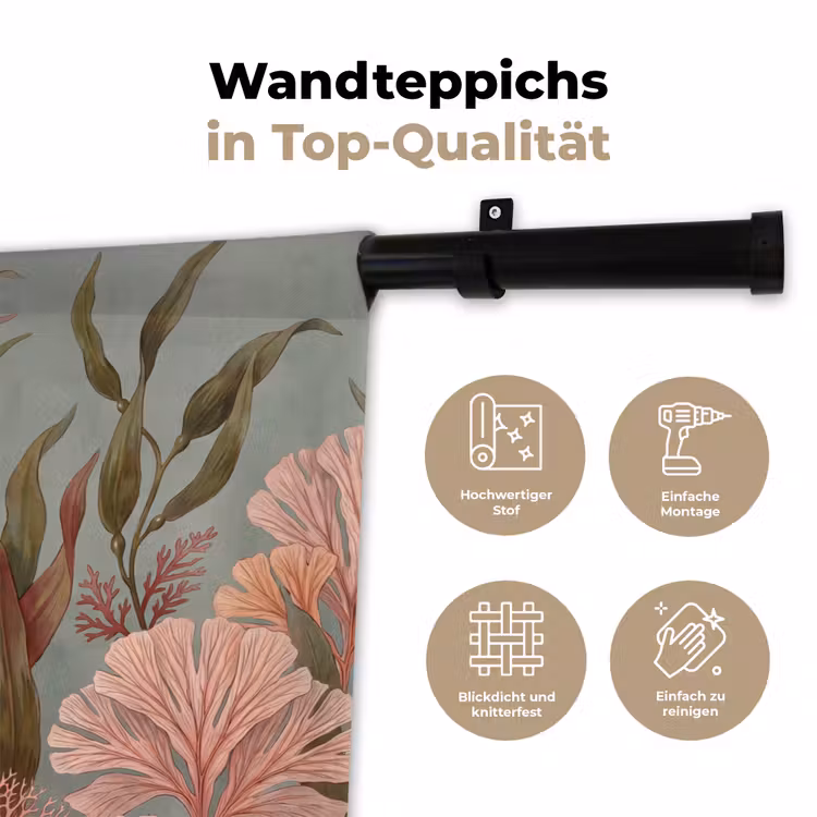 Onderwater - Planten - Vis - Vintage - Groen Wandkleed katoen klein -tsfeer2_DE