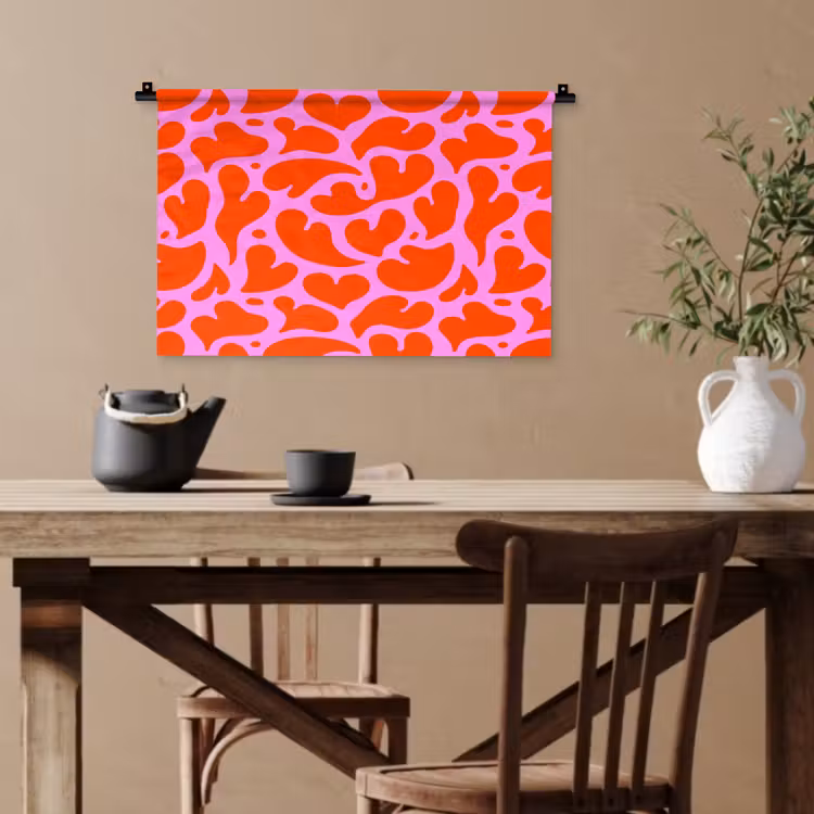 Valentijn - Harten - Roze - Rood Wandkleed katoen klein 269 -sfeer6