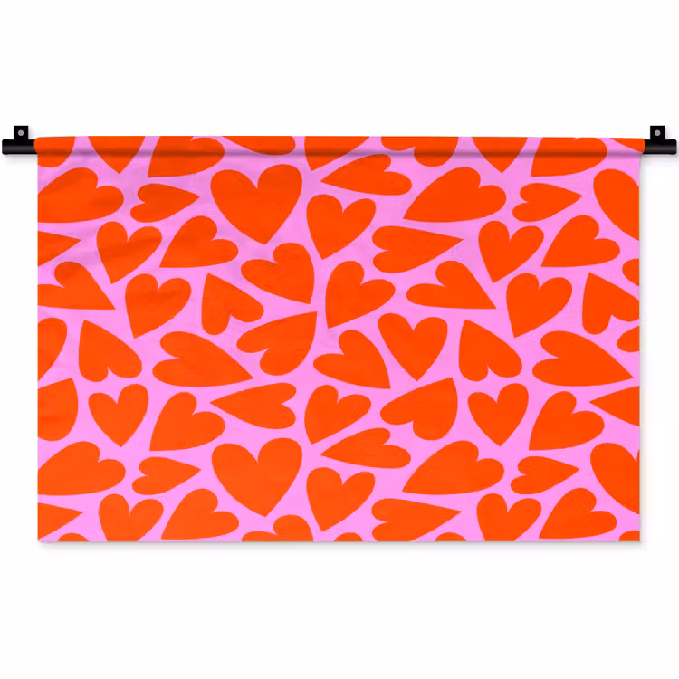 Valentijn - Patroon - Roze - Rood Wandkleed katoen klein 269 -zz3d
