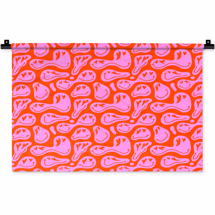 Valentijn - Smiley - Rood - Roze Wandkleed katoen klein 269 -zz3d