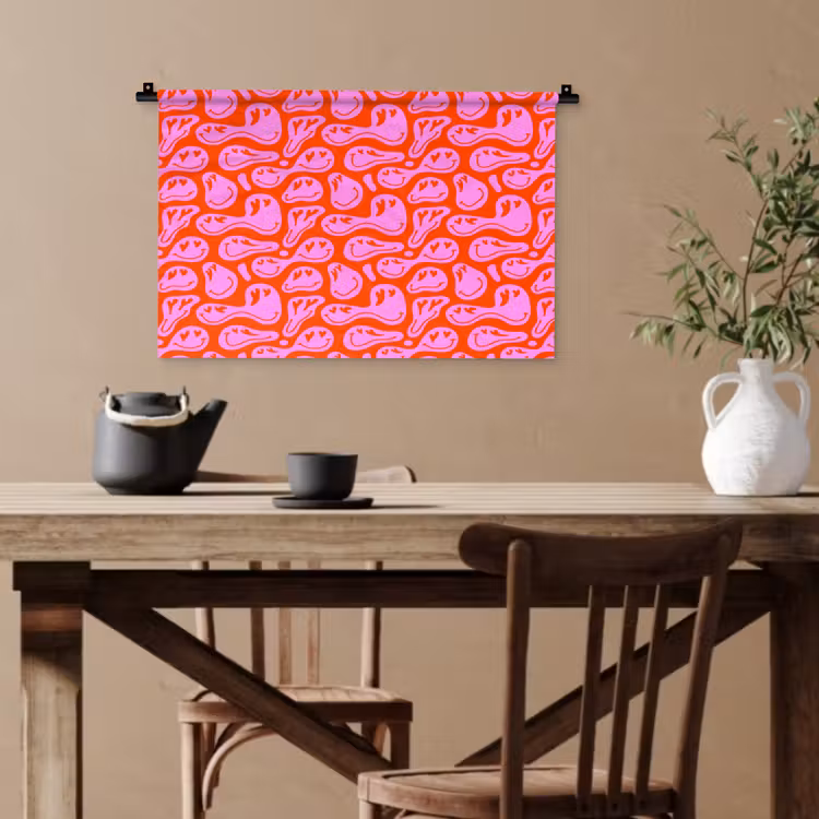 Valentijn - Smiley - Rood - Roze Wandkleed katoen klein 269 -sfeer6
