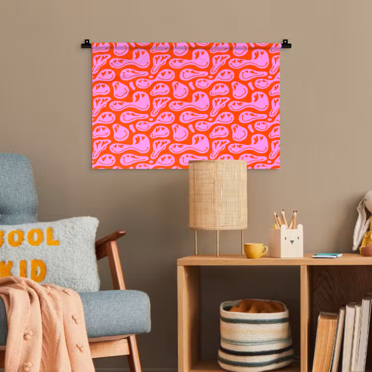 Valentijn - Smiley - Rood - Roze Wandkleed katoen klein 269 -wsfeer4_kind