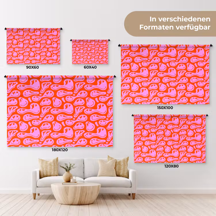 Valentijn - Smiley - Rood - Roze Wandkleed katoen klein 269 -tsfeer8_DE