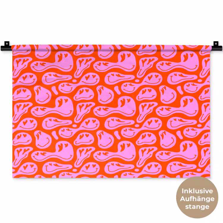 Valentijn - Smiley - Rood - Roze Wandkleed katoen klein 269 -t3d_DE