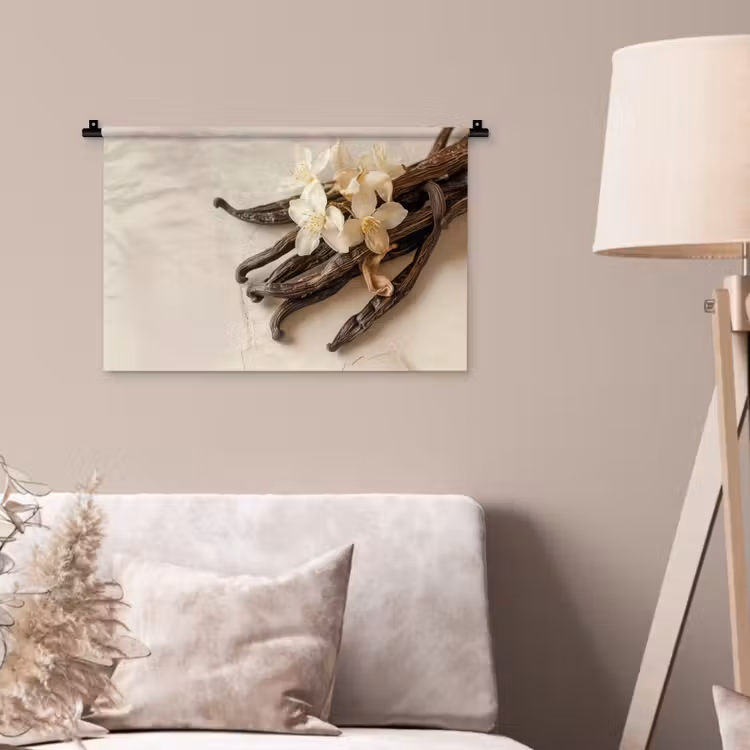 Vanille - Bloemen - Beige Wandkleed katoen klein -sfeer4
