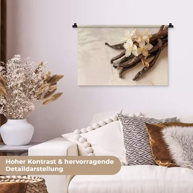 Vanille - Bloemen - Beige Wandkleed katoen klein -tsfeer1_DE