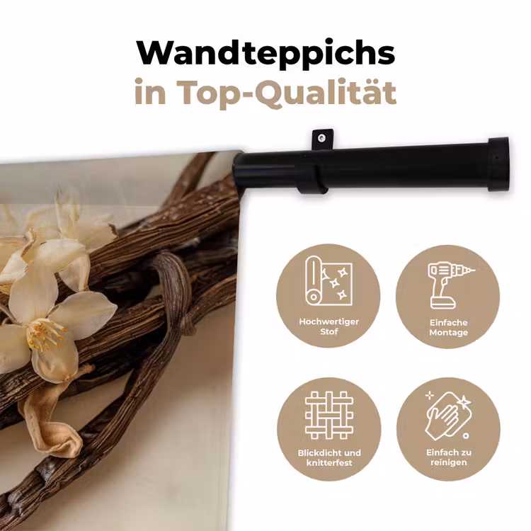 Vanille - Bloemen - Beige Wandkleed katoen klein -tsfeer2_DE