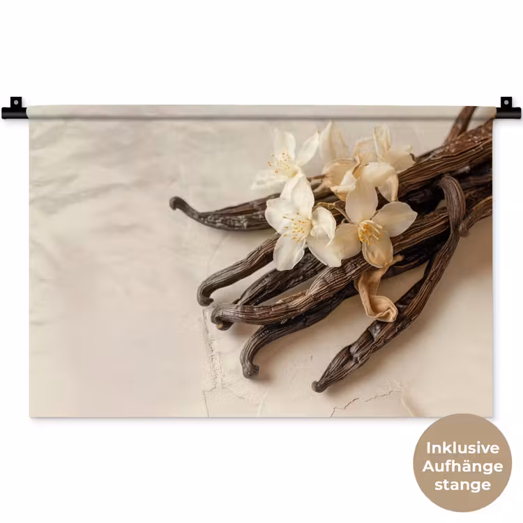 Vanille - Bloemen - Beige Wandkleed katoen klein -t3d_DE