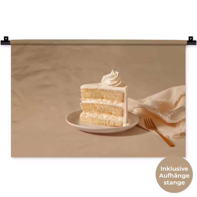 Vanilletaart - Cake - Romig Wandkleed katoen klein -t3d_DE