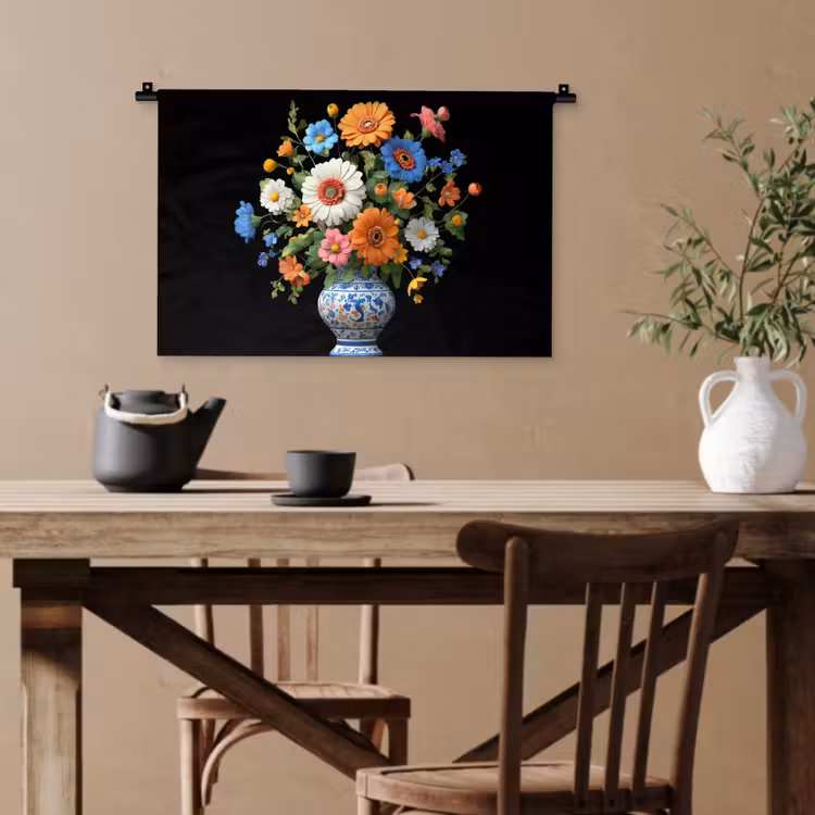 Vaas - Boeket - Bloemen - Kleur Wandkleed katoen klein -sfeer6
