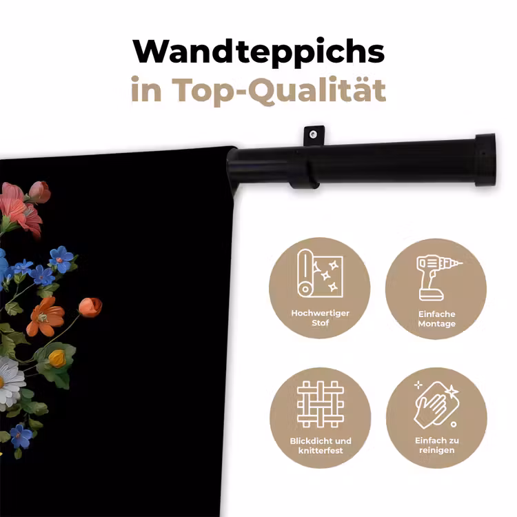 Vaas - Boeket - Bloemen - Kleur Wandkleed katoen klein -tsfeer2_DE