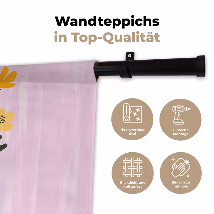 Vaas - Gestreept - Bloemen - Oranje Wandkleed katoen klein -tsfeer2_DE